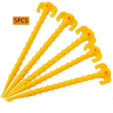 야외 캠핑 여행 텐트 네일 그라운드 네일 말뚝 플라스틱 모래 말뚝 여행 해변 텐트 말뚝 P 3 개 5 개, 01 yellow5Pcs