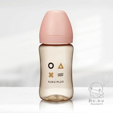 酷咕鴨 KUKU PLUS純真之瞳寬口 PPSU 奶瓶300ML, 暖陽粉, 1個, 300ml