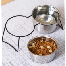 고양이키높이식기 강아지 스텐볼 식기 받침 대형견용 더블 보울 세트 1P 79000EA 1EA, B.대형견용세트