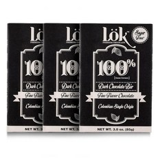 Lök Foods 유기농 다크 초콜릿 바 카카오 건강한 설탕 프리 비건 85g 3온스 12팩 미주 내수 엘오, 3 Count (Pack of 1), 100% 카카오 무설탕