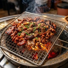 스댕연구소 스텐 사각석쇠망 바베큐 그릴 양면 겹석쇠 이중 구이용 가정용 업소용 캠핑, 1개