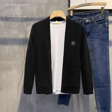 V領針織開衫 植絨提花毛衣外套