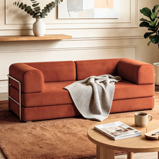 [쿠팡방문설치] 레드 패브릭 모듈 소파 200cm 3인용 거실용 와이드형 모던 인테리어