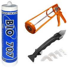 백색 바이오 실리콘 270ml + 실리콘건 + 헤라 겸용 실리콘제거기 욕실 주방 다용도, 1개