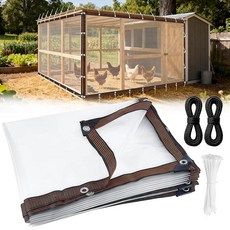 겨울용 닭장 커버 금속 그로밋 로프 및 케이블 타이가 있는 방수 투명 방수포 내구성이 뛰어나고 설치가 쉬운 치킨 런 커버 겨울 랩 야외 파티오 현관용 단열 가금류 용품