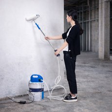 자동페인트롤러 전동롤러 자동도장롤러 페인트공급 펌프연결 연장형 벽면 천장 대면적 도장 작업 공구, 1개