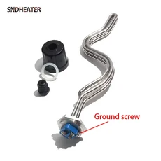 SNDHEATER 1인치 BSP NPT 나사형 S자형 물 가열 요소 120V 열전도 히터 저항 TEN 4500W, 01 5.5KW 355mmL, 03 240V BSP thread, 04 without accessories