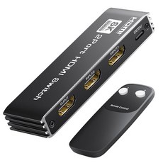 아베디오 링크 8K HDMI 2.1 스위치 4K@120HZ 8K@60HZ 양방향 2인치 1아웃 스위처 리모컨 알루미늄 스플리터 울트라 HD PS5 XBOX FIRE STICK 등과, Black