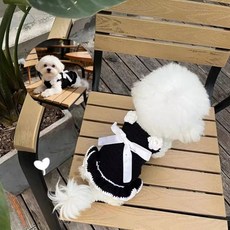 애완동물 의류 공주 드레스 니트 스웨터 가을 겨울용 애완동물 니트 의류, 1개, Black