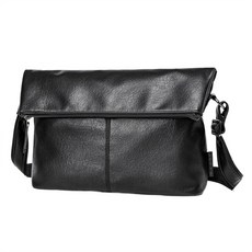 復古郵差包 男用斜背包 大容量側背包 14吋筆電包 通勤商務肩背包, 黑色