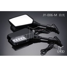 ※台灣製造※ 機車LED後照鏡 流水式方向燈 定位燈 白光或藍光-JY006M 吉燿授權販售, 1個, 藍光-JY006M,藍鏡