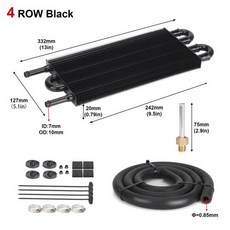 468 행 자동차 에어컨 튜브 벨트 콘덴서 변속기 오일 쿨러 키트 범용 자동 수동 변환기, 4)4 Row Black