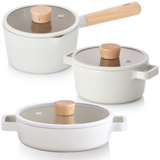 네오플램 피카 IH 인덕션 냄비 3종세트(16편수+16양수+20전골), 1세트, 16편수+16양수+20전골, 화이트