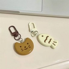 몽상공간 커플 키링 열쇠고리 고양이 물고기 2종 세트, 6개, 혼합색상