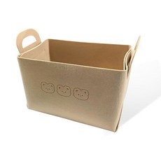 스불히아 자동차 정리함 보관함 트렁크 경량 손잡이가 뒷좌석 있는 접이식 바구니 차량 펠트, Beige, 3 Bears