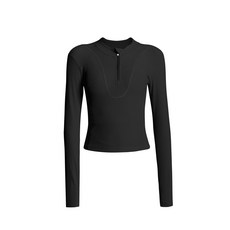 DFMEI 추동 골지 헬스복 여 타이트 러닝 반집업 트레이닝 상의 긴팔 속건 티셔츠 요가복