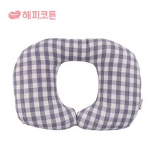 해피코튼 아기 목쿠션 자동차 유모차, 파스텔체크 블랙