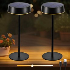 라카사 무선 태양광 테이블 램프 충전식 2팩 터치 디밍 배터리 작동 200LM 모드 LED 데스크 IP67 방수 휴대용 나이트 라이트 실내외용