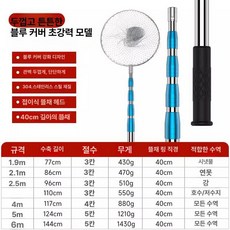 바다용뜰채 민물 루어 접이식 뜰채망 수초낫 해루질, 두꺼워진 보강 블루 슬리브 대형 망사 그물