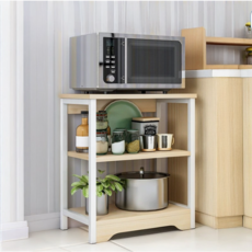 루나글램 렌지대 진열장 선반, 3단, 우드