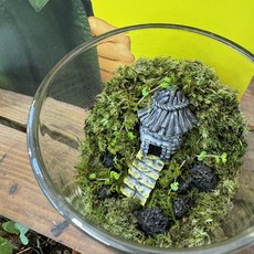 미니 화분 장식 초가집 돌계단 오두막 테라리움 소품, 오렌지 초가집