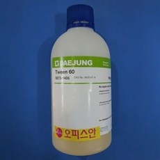 트윈 20 (kor) Tween 20 (CP) 500G 계면활성제 Polyoxyethylene(20) sorbitan monolaurate, DAE-CP, 1통, 500ml