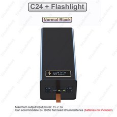 배터리 홀더 무선 24*18650 PD 보관 용접 손전등 케이스 거치대 상자 18650 보조배터리 보관 쉘 없는 DIY, 6)Normal Version black