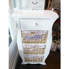 *︵House傢飾︵*鄉村風格 洗白玫瑰籐籃(四抽)儲物櫃/收納櫃/斗櫃【限量款/新發】, 1個