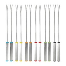 손잡이가 달린 퐁듀 포크 6개 과일 포크 세트 그릴 케이크 초콜릿 고기 과일 치즈 분수 로스트 마시멜로 디저트용 컬러 퐁듀 스틱 세트, 스타일 B 12개