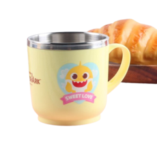 핑크퐁 아기상어 캐릭터 스텐 컵 유아 아동 손잡이 물컵 1908, 1개