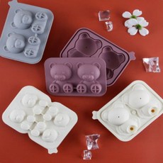 곰돌이 아이스몰드 하이볼얼음틀 큰얼음틀 하이볼얼음트레이, 4구 그레이