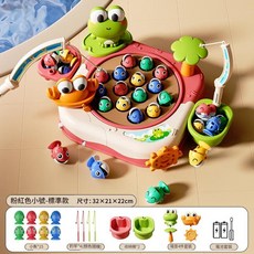 兒童電動釣魚玩具 磁吸旋轉益智遊戲 3-6歲, 釣魚小號15魚紅色電池版, 1套