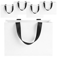 카로히포 깔끔하고 튼튼한 무지 선물용 종이 쇼핑백 종이백, 5개, 화이트