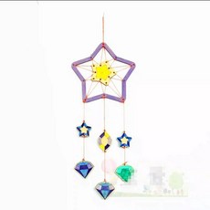 手工DIY捕夢網風鈴材料包 森系創意DIY 幼兒園教室室內裝飾清新風鈴, 五角星（材質包）不含顏料, 1個