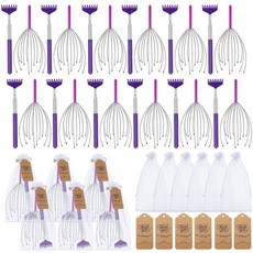 Hoolerry 남성 및 여성용 마사지 선물 12세트 두피 마사지기 12개 등 확장 가능한 스크래처 12개 가방 감사 카드 가족 직원 친구를 위한 크리스마스 블랙 화이트, 퍼플