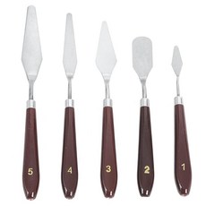 AllBright 팔레트 나이프 헤라 코테 유화용 회화 예술 미술 페인팅 나이프 스파튤라 스테인리스제 5종 세트