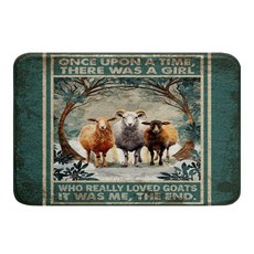 아동용 귀여운 염소 욕실 러그 농가 양 소녀 여성 장식 애호가 매트 미끄럼 방지 레트로 빈티지 그린 액세서리 40.6cm x 61cm(16인치 24인치), 멀티 25