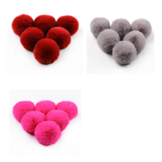 폼폼이 6cm 키홀더 악세사리 가방 털 방울 장식고리 부자재, 1개, 버건디