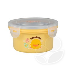 Piyo 黃色小鴨 不鏽鋼雙層隔熱密封圓餐盒 400ml, 1個