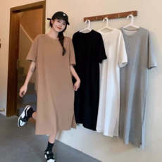 여성 롱 원피스 루즈핏 박시핏 체형커버 여성 반팔 원피스 여름 임산부