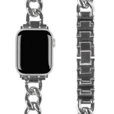 모할랩 애플워치 3/4/5/6/7/8/9/SE 호환 메탈 체인 스트랩+ 보호필름 1p 세트, 01실버, 38mm