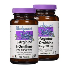 Bluebonnet 左旋精胺酸 500mg&左旋鳥胺酸 250mg植物膠囊, 100顆, 2罐