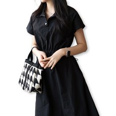 메리앤유 허리스트링 또또단추 바스락소재 카라넥 원피스