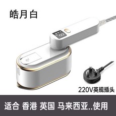 跨鏡嚴選 手持便攜式電熨斗 家用蒸汽數顯乾溼兩用蒸汽刷 110v熨燙機, 皓月白220V英規插頭（適合國外使