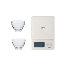 V60 琉璃白電子秤 *送耐熱湯吞小茶杯一組（2入）*，精準測量、簡約時尚、廚房好幫手, 琉璃白, VSTG-2000-W-TW, 2000g