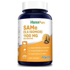 NusaPure SAM-e Supports Joint & Liver Health 나사퓨어 SAM-e 1100mg 150베지캡슐, 150정, 1개
