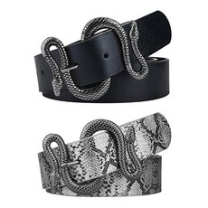 121114 여성용 벨트 뱀 모양 벨트 버클이 달린 패션 가죽 블랙 버클 블랙/스네이크 waist28.6\"-32.6\"