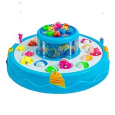兒童益智早教雙層電動旋轉磁性釣魚玩具, 雙層磁性釣魚356 藍色, 1個