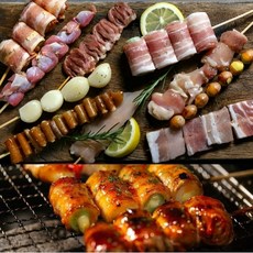 수제 모듬꼬치 캠핑고기 800g 20꼬치 다양한 10종, 2개, 400g