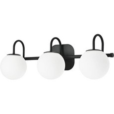 ZHOOER 모던 블랙 욕실 베니티 조명 기구 3개 프레임 및 밀크 화이트 글래스 글로브 쉐이드 월 스콘 목욕 바 오버 미러G9 전구 제외, Brushed Nickel, 3 lights